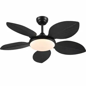 48 in Vintage Ceiling Fan with Light Chandelier Style Quiet Motor 5 Palm Leaf Blades Remote and App Control Adjustable LED for Living Room Cafe Hotel and Restaurant