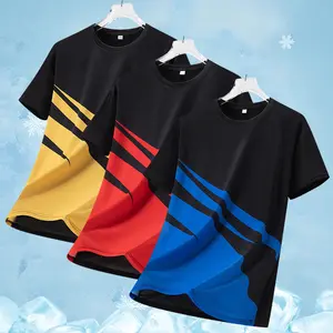 3-pack stylish color-block striped patchwork short-sleeve men’s ultra-light crew-neck T-shirts — quick-drying, breathable, sweat-wicking shirts for summer casual wear; men’s gift