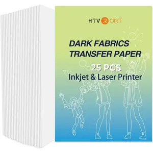Heat Transfer Paper for Dark T Shirts -25 Sheets 8.5x11" Iron on Transfer Paper for Inkjet & Laser Printer, Stretchable & Durable Printable Heat Transfer Vinyl, Easy to Use