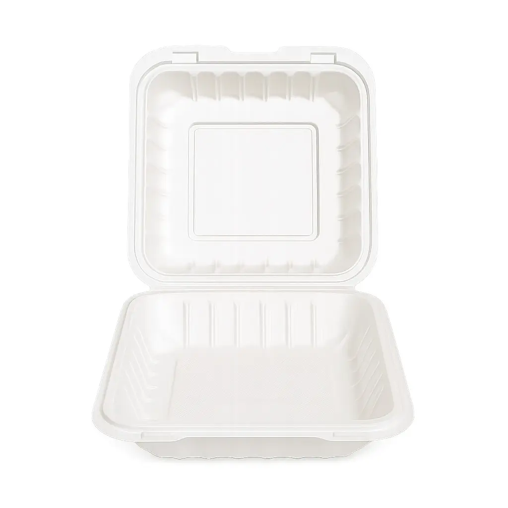 9*9 1-Compartment 150-Pack Plastic Clamshell Food To Go Box Containers Carryout For Sandwich Salad Heavy Duty Disposable Hinged With Secure Snap Lid To Go Containers Microwave and Freezer Safe - Reusable & Disposable Heavy Duty Clamshell Takeout |