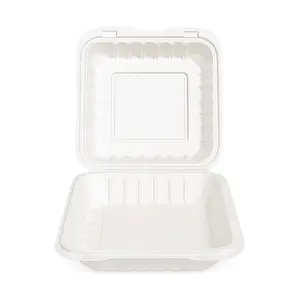 9*9 1-Compartment 150-Pack Plastic Clamshell Food To Go Box Containers Carryout For Sandwich Salad Heavy Duty Disposable Hinged With Secure Snap Lid To Go Containers Microwave and Freezer Safe - Reusable & Disposable Heavy Duty Clamshell Takeout |