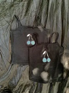 Wild Fable Jean Cherry Tank Top - Recycled Polyester, Upcycled Materials, Sizes Small & Medium, Whimsical White & Blue Cherries Design