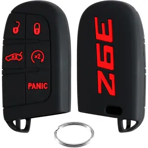 392 Key Fob Cover for Dodge Accessories Charger Challenger Durango SRT Dart Journey Jeep Cherokee Compass Renegade Chrysler 300 Keyless 3 4 5 Buttons Key Shell (Red, 1PC)