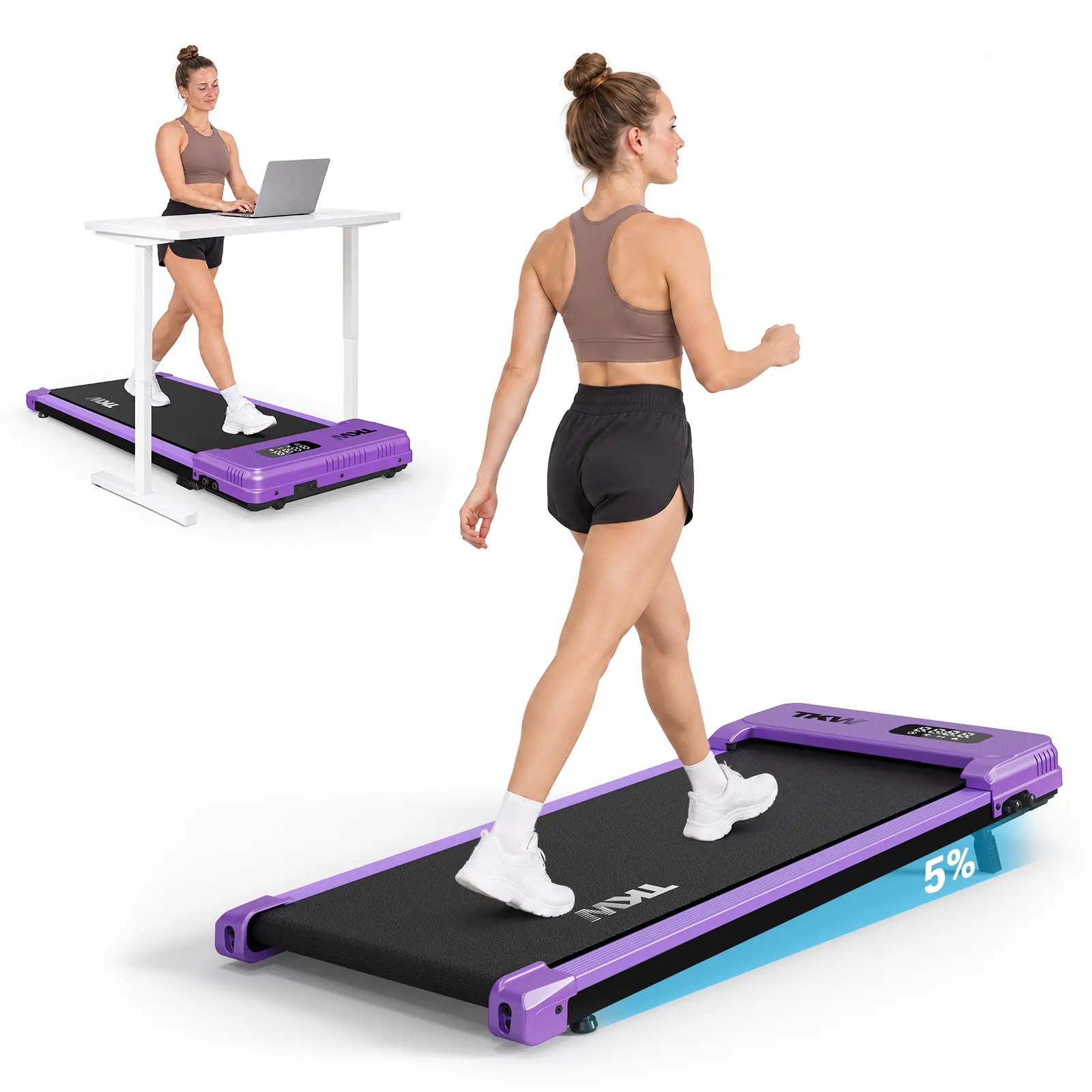 Compact Remote Controlled Treadmill - 114x52x11 cm Lightweight Home Fitness Machine, Exercise & Workout Equipment for Cardio Training with Remote Control & LED Display
