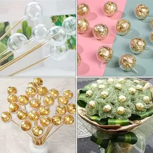 100 Sets Golden Chocolate Lollipops with Transparent Acrylic Cups and Sticks, Perfect for Valentine's Day Weddings, Party Favors & Gifts, Sweet Treats