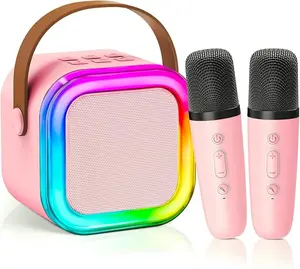 Mini Karaoke Machine for Kids Girls,Toys Birthday Gifts for Ages 4 5 6 7 8+ Year Old, Portable Bluetooth Speaker with 2 Wireless Microphone for Singing Party Outdoor Play (Pink) Digital Signal Processors Long Playtime Fun