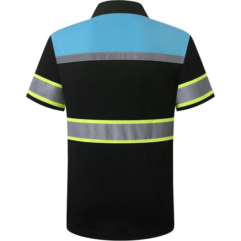 Safety Shirts for Men,High Reflective Men Polo Shirts with Pocket,Short Sleeve Workwear Breathable