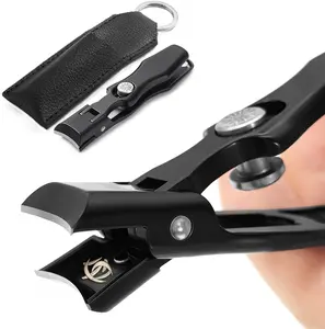 Nail Clippers for Thick Nails with Clippings Catcher | Heavy Duty Self-Collecting Toenail Clippers, Ergonomic Lever Design for Men & Women