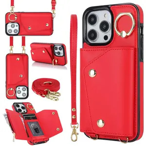 Women's Crossbody Wallet Case for Apple/Iphone 17, 16, 15, 14, 13, 12, 11 Pro Max, X, XR, XS Max, SE 2022, 7 and 8 Plus with Credit Card Holder, Strap and Zipper Flap.