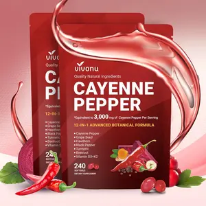 【2X】Cayenne Pepper Softgels Supplement, Beetroot and Others (240 Softge /1 Bag)，Supports Leg Vein, Heart and Blood Vessel Health, with Vitamin E D3+K2 and Extracts of Grape Seed, Hawthorn