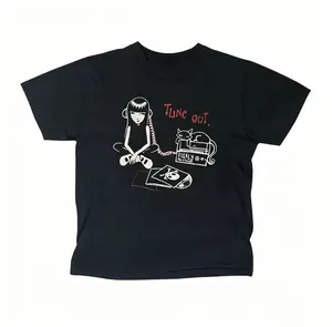 Graphic Tee,Cat Girl Baby Tee Vintage Graphic Tee Y2K Streetwear Punk Emo Grunge 2000s Aesthetic Cute Cat Shirt Women Casual Crop Top Soft Cotton Short Sleeve Retro Indie Style TikTok Outfit Unisex Fit Gift for Girlfriend Everyday Wear Fashion Tee
