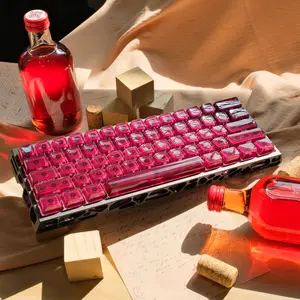 DigAura 122-Key Burgundy Wine Jelly Keycap Set, Side-Printed Translucent MDA & Cherry Profile, Double-Shot Printing, Compatible with MX Switches (Keycaps Only, No Keyboard Included)