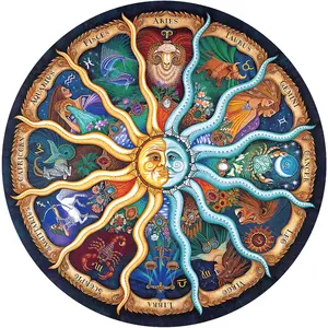 Zodiac Puzzles for Adults 1000 Pieces - Round Horoscope Astrology Jigsaw Puzzle, Challenging Difficult Mandala Constellation Puzzle for Adults, 26.7 Inch