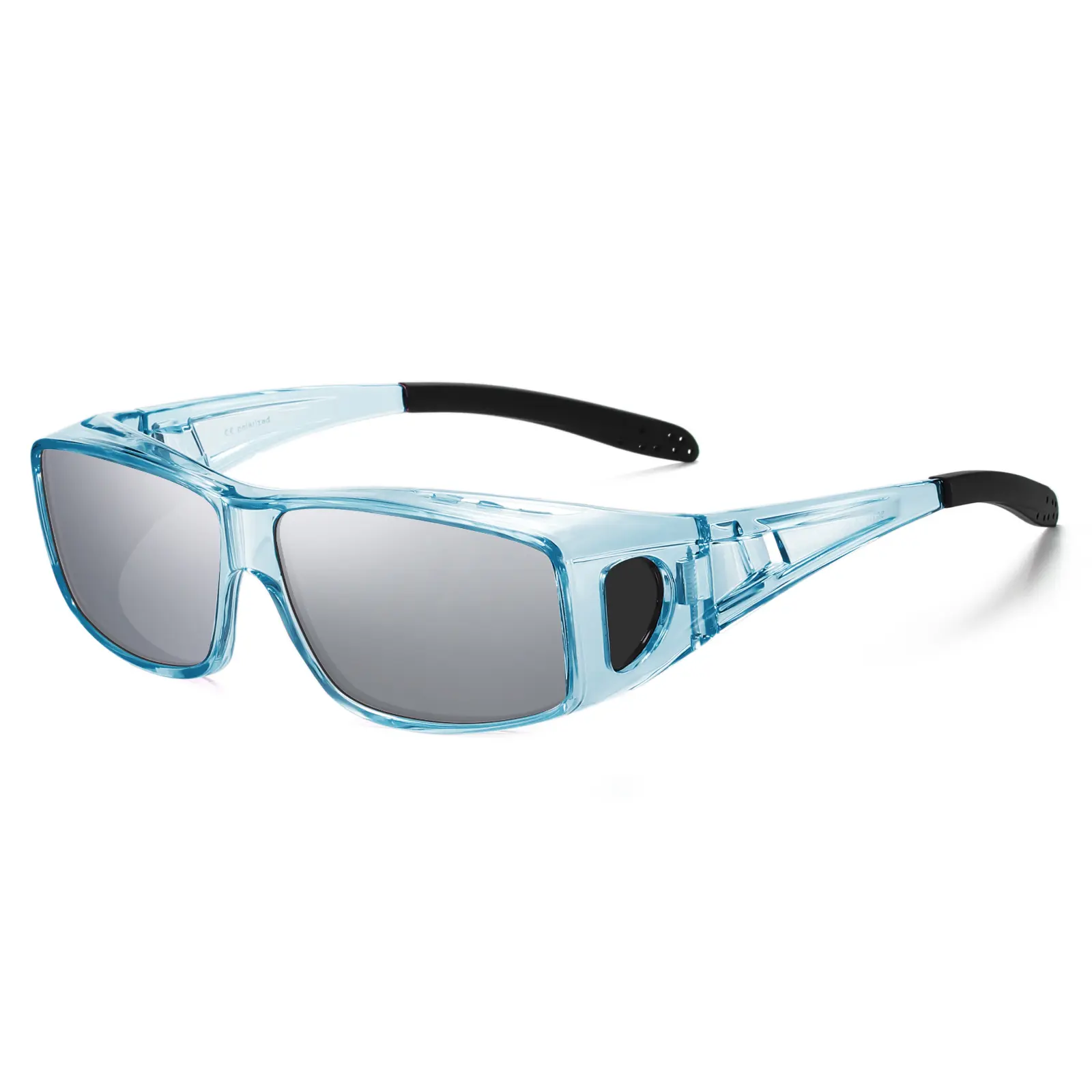 Transparent Blue Frame Silver Lens