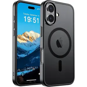 iPhone 17 Case (Compatible with MagSafe)(Military Grade Drop Protection) Translucent Matte Shockproof with Anti-Fingerprint Phone Cover,Black