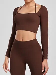 Seamless Long Sleeve Sports T-Shirt with Thumbholes, Comfortable Fit for Yoga & Exercise Classes, Perfect for Active Wear, Gym Tops, Athletic Yoga Tops