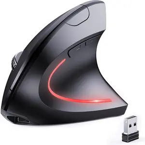 and 2.4G (2-in-1) Rechargeable  ,  Vertical Design, 1000/1200/1600 DPI, 6 Silent Buttons, for Laptop, , PC, MacBook, Chromebook-Black