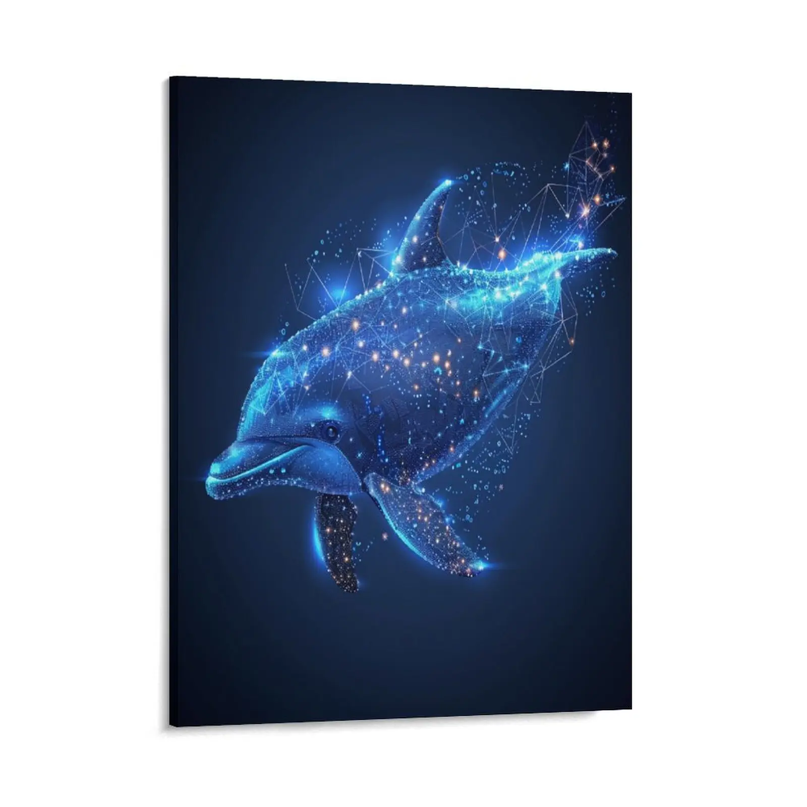 Astral Graphic Dolphin Posters Wall Art Prints Wildlife Animal Fantasy Blue Glow Canvas Posters Home Wall Art Family Bedroom Office Decor Aesthetic Festival Gift