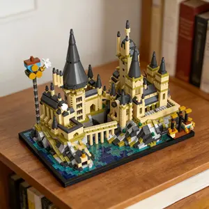 European Medieval Magic School Building Model Hogwarts Castle High Difficulty Micro Part Assembly Toy Building Block Sets Gift Decoration Ornament Building Set
