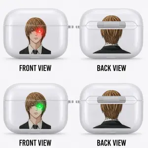 Light Yagami Anime AirPods Case with Keychain, Frosted PC Protective Cover for AirPods Pro, Death Note Manga Earbuds Case Gift for Him Her