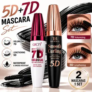 5D + 7D Mascara Set, Waterproof Lengthening and Volumizing Mascara, Smudge Proof Long Lasting Eyelash Makeup