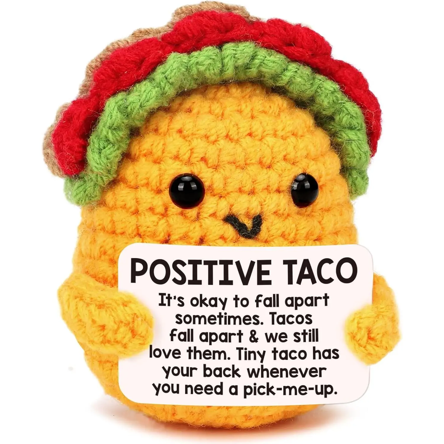 Mini Positive Crochet Taco Gifts Handmade Emotional Support for Birthdays Fathers Day Graduation Christmas Great for Dad Mom Kids Coworkers FathersDayGift