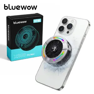 BlueWow Magnetic Phone Cooler - Smart Temp Control, RGB Light, Adjustable Clip, 3-Speed Cooling, Low Noise USB Fan, 5V 3A Cable, Protection Films for MagSafe Device (iPhone 15/16 Pro Max, Samsung, iPad Gaming)