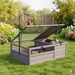 Tortoise Habitat Wooden Tortoise House Indoor Outdoor 2 - Room 38x24x13in