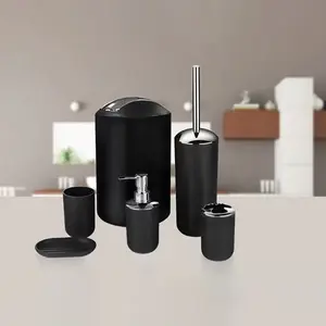 Bathroom Set, Plastic Gift Set, Toothbrush Holder, Toothbrush Cup, Soap Dispenser, Soap Dish, Toilet Brush Holder, Trash Can, &