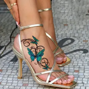 1 Sheet 3D Old School Style Blue Butterfly Temporary Tattoo Stickers, Waterproof Fake Tattoos Last for 2-5 Days, Suitable for Women or Men, Cover Scars, for Arms, Wrists, Shoulders, Legs, Waist, Neck, Hands, Waterproof Realistic Tattoos