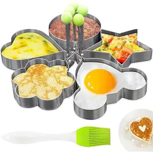Stainless Steel Shaped Egg & Pancake Molds, Fun Designs for Frying Eggs, Omelets and Cutting Cookies, Home Kitchen Use