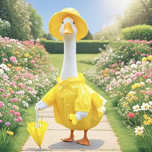 [Buy 1 Get 1 Free Gift] LIVOA Porch Goose Outfits, 23 Inch Mini Knitting Clothes for Desktop Goose Statue, Waterproof Rainy Day Style Dress, Cute Lawn & Courtyard Goose Clothing for Summer Holiday Decoration