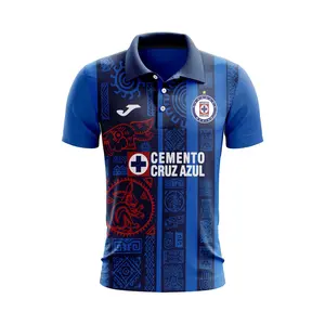 Embrace Aztec Culture with Personalized Liga MX Style: Authentic Cruz Azul Mix Polo - SUVAZUL210803