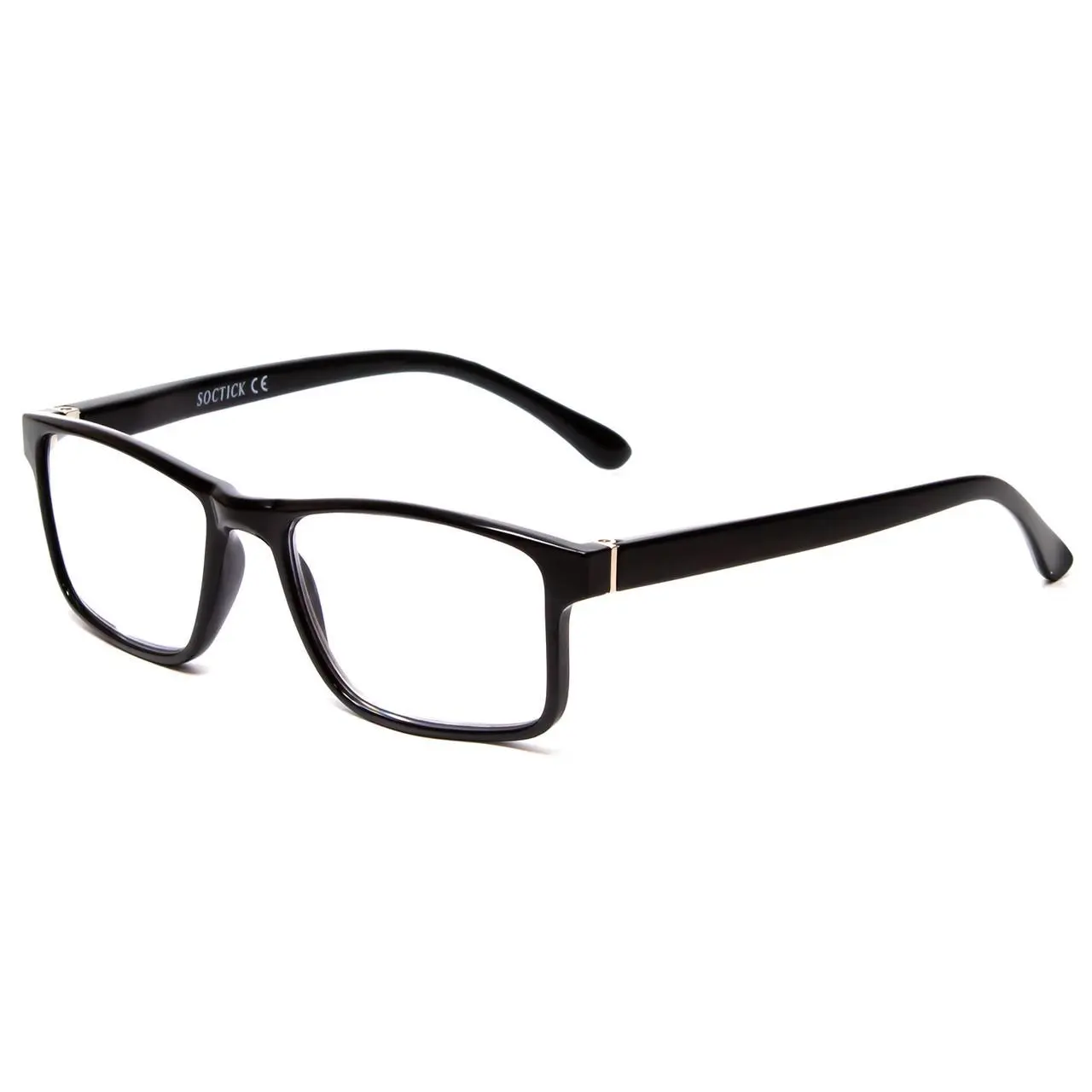 Men's Square Eyeglass Frames L2007, Lightweight and Comfortable Full Rim Acetate Eyewear, Gloss Black, 54-18-145 mm, Designer, Male, Adults, Standard Size, 18 Mm, Eyeglasses, Temple Length: 5.709 Inches, Eyewear Wear, No