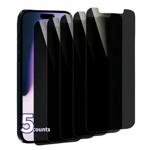 Tempered Glass Phone Screen Protector, 5 Counts Anti-spy Phone Screen Protective Film, Phone Accessories Compatible with iPhone 16 16 Pro Max 15 14 Plus