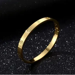 Women's Stainless Steel Bracelet Jewelry Crystal Bracelet With Cube Zircon Hinge Jewelry oval Bangle Witness the Gift of Love