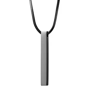 OIDEA Personalized Bar Pendant Necklace Stainless Steel Engravable Rectangle Charm Snake Chain Jewelry for Women Men