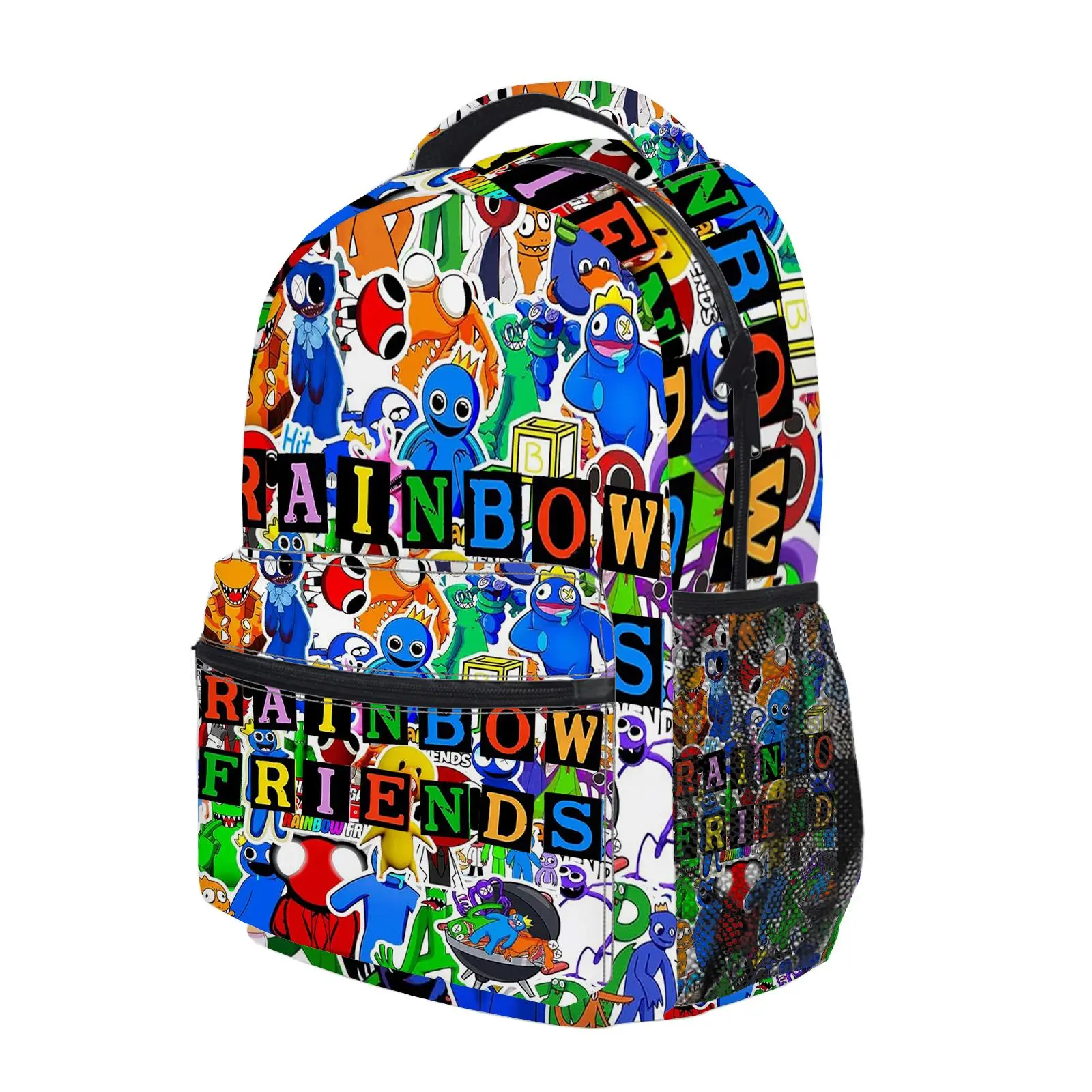 rainbow friends Y2K Fashion School Backpack for Teen Girls, Cute Cartoon Aesthetic Student Bookbag with Padded Shoulder Straps, Large Capacity Casual Daypack and Travel Bag for Kids L-227