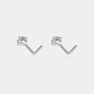OUFER Titanium 2PCS 20G L Shape Nose Studs for Double Nose Piercing