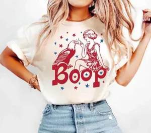 Comfort Colors® Funny Eagle Boop Patriotic T-shirt, Retro America Girl Shirt, Fourth of July T-Shirt, Vintage Patriotic Women Tee