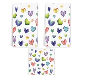 3PCS Mother's Day Blue Pink Hear Kitchen Towels Dish Towels, 16x24 inch Colorful Hand Towels for Kitchen Mother s Day Gifts, Anniversary Wedding Decoration