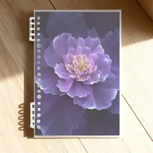 A5 Lined Notebook, Featuring Purple Flower Design, Translucent Petal Texture, Suitable for Office Use, High - Quality Paper, Ideal for Daily Notes & Planning
