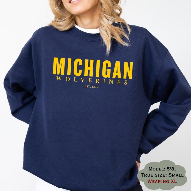 [Sale off up To 35%] Michigan Crewneck Sweatshirt, University of Michigan Crewneck, Gildan 18000, Vintage Gameday Sweatshirt, Wolverines Apparel