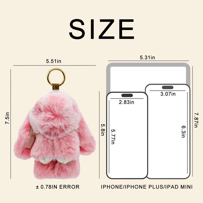 BunnyLulu Handmade Fluffy Bunny PomPom Keychain with Designed Tin Box, – Cute Christmas Gift, Travel Accessory & Birthday Present for Girls & Women