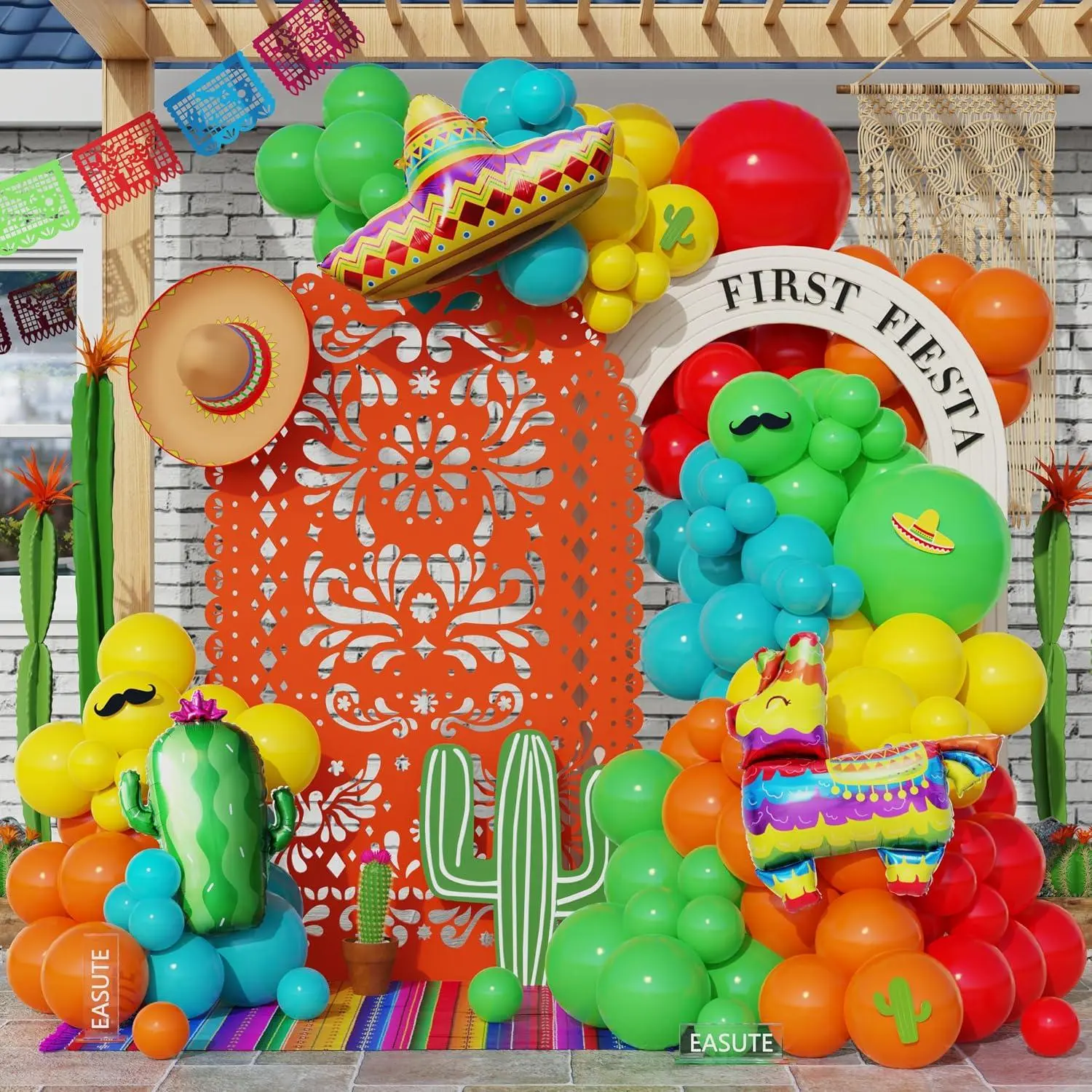 Mexican Fiesta Balloon Arch Kit, 174Pcs Taco Theme Party Decorations With Sombrero Cactus Llama Balloons, Fiesta Balloon Garland Kit For Birthday, First Fiesta, Baby Shower, Cinco De Mayo Decor