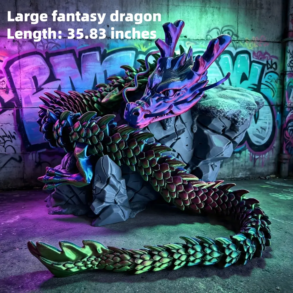 35.83 in Dragon Sculpture, Home Decor Art Collectible, Intricate Design with Detailed Scales and Sharp Features for Collectors