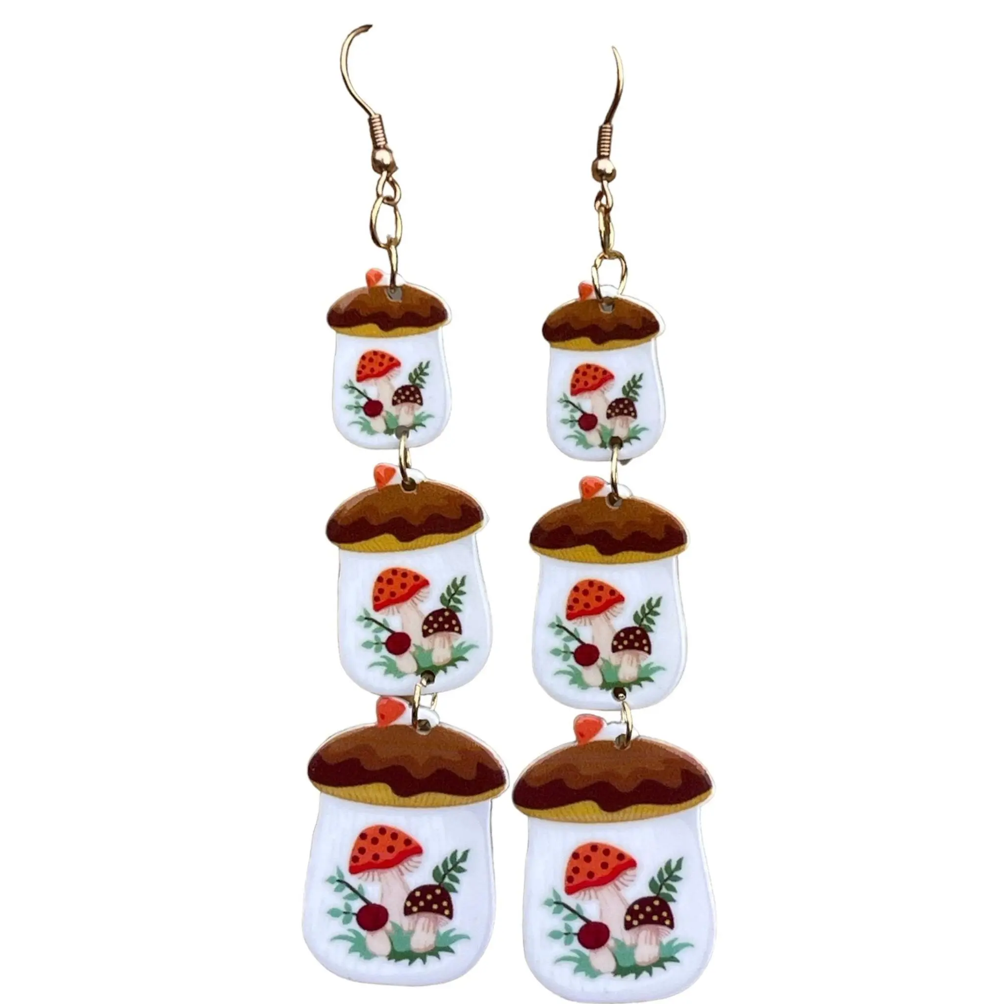 Retro Merry Little Mushroom Kitchen Canister Earrings