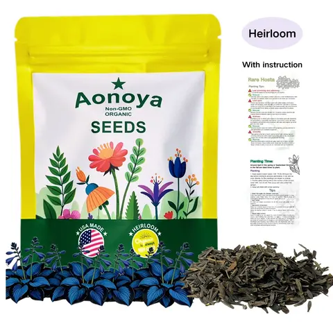 【Buy 2 Get 1 Free】Organic Hosta Flower Seeds - Low-Care Perennial Partial Shade Seeds with Planting Instructions, Planting Tips, Low-Care Growth Suitability, All Seasons Use for Garden, Yard, in Bag