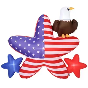 VEVOR 4.82 ft Patriotic Inflatable Decoration,  Fourth of July Blow Up Inflatable Independence Day Decoration, Five-pointed Star & Eagle with Built-in LED Lights for Holiday Indoor Outdoor Yard Decor