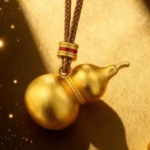 Sand Gold Gourd Pendant — Gathers Fortune, Ensures Safety, Golden Shine, Noble Elegance.